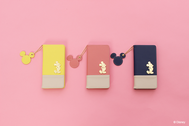 ミッキー金具付き折り畳みスマホケース