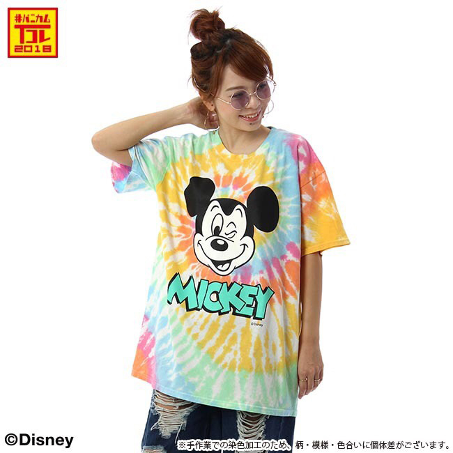 ミッキーマウス タイダイTシャツ　パステル