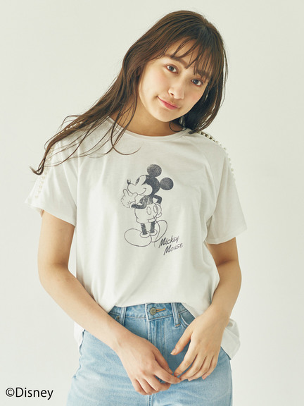 Mickey/earthパールショルダーTシャツ