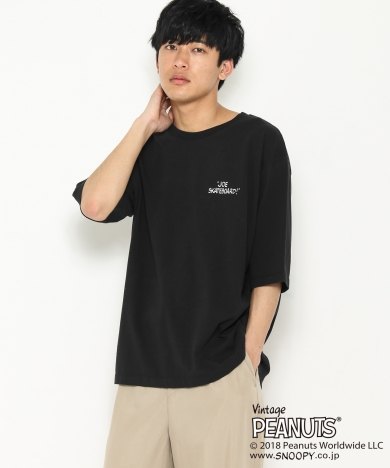 スヌーピーバックプリントTシャツ(5分袖)