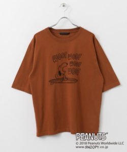スヌーピープリントTシャツ(5分袖)２
