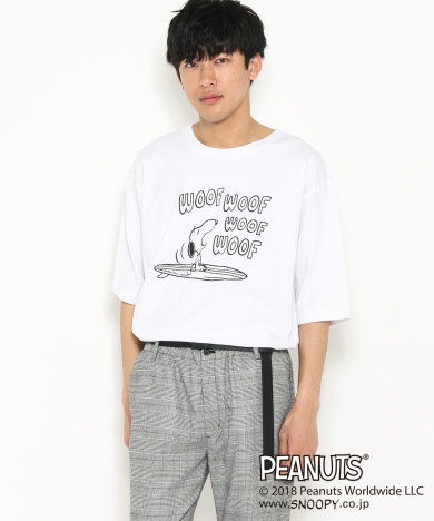 スヌーピープリントTシャツ(5分袖)