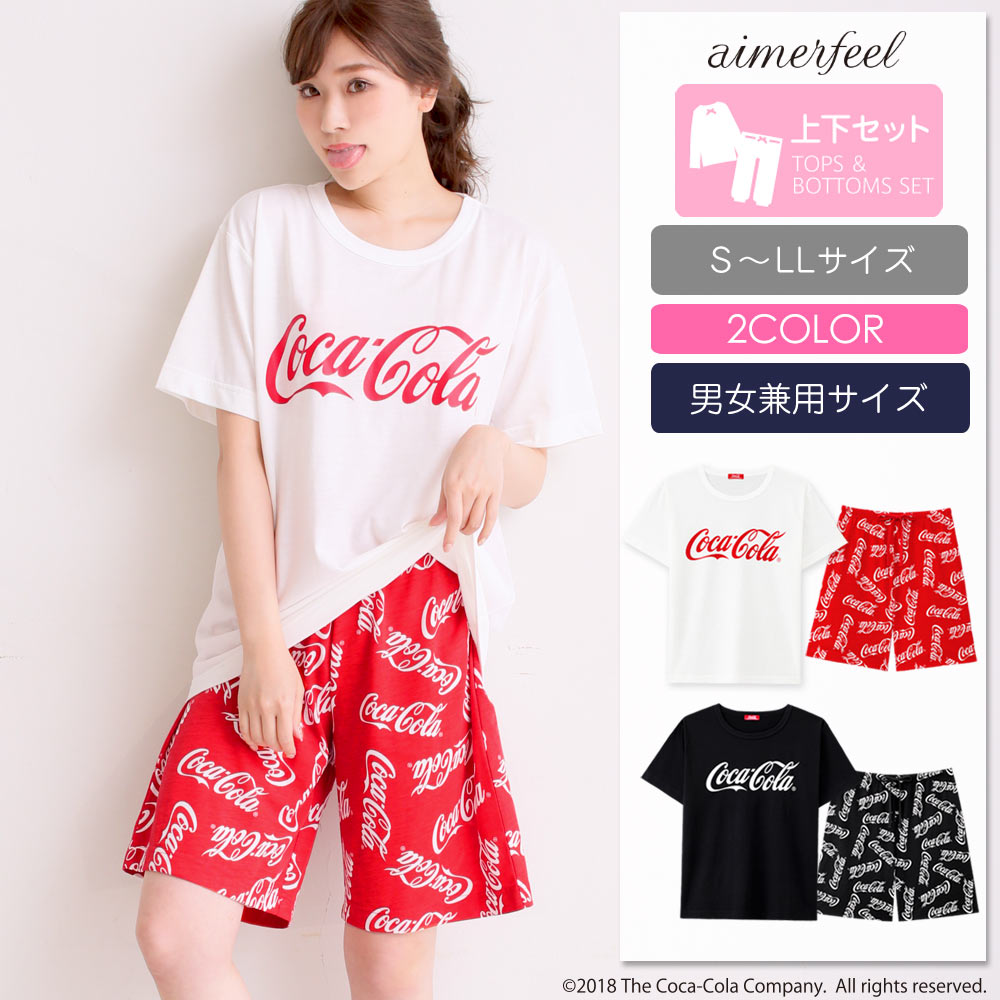 「コカ・コーラ」のTシャツとロゴ総柄の上下セット♪