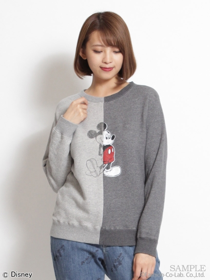 ミッキーマウス バイカラースウェット