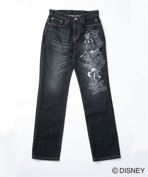 メンズ プリント＋刺繍入１０ＯＺデニムパンツ/ディズニー２