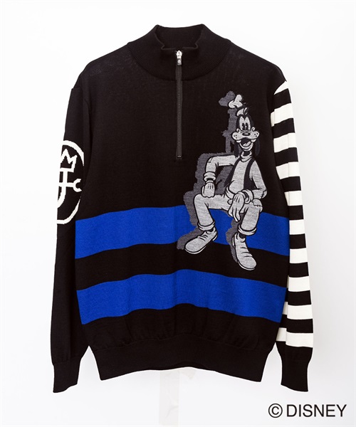 メンズ　アップリケ刺繍ハーフＺＩＰセーター/グーフィー
