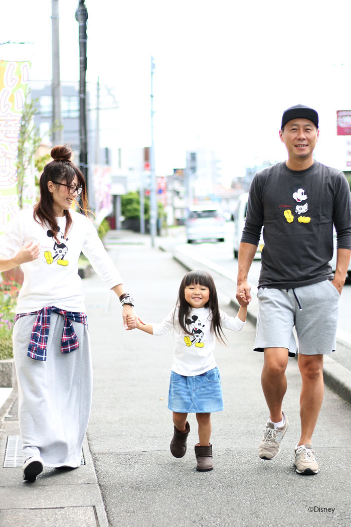 ミッキーマウス 7分袖Tシャツ ハイビスカス柄２