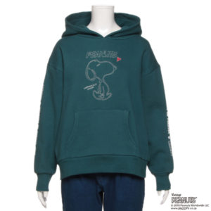 PEANUTSコラボ スヌーピー刺しゅう裏起毛パーカー２