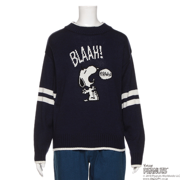 PEANUTSコラボ袖ラインスヌーピーニット3