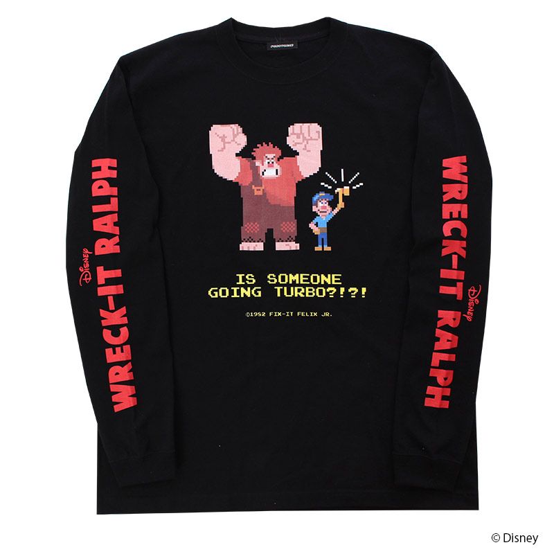 シュガー・ラッシュ ラルフ＆フェリックス 8bit ロングスリーブTシャツ　ブラック