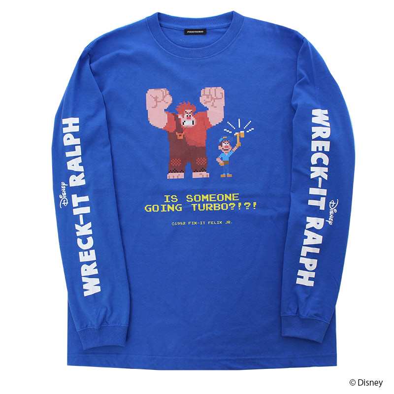 シュガー・ラッシュ ラルフ＆フェリックス 8bit ロングスリーブTシャツ　ブルー