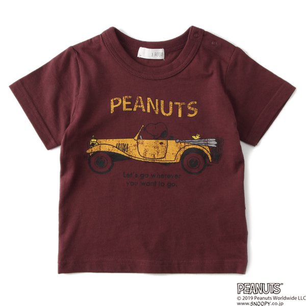 PEANUTSコラボスヌーピープリントレトロカーTシャツ3