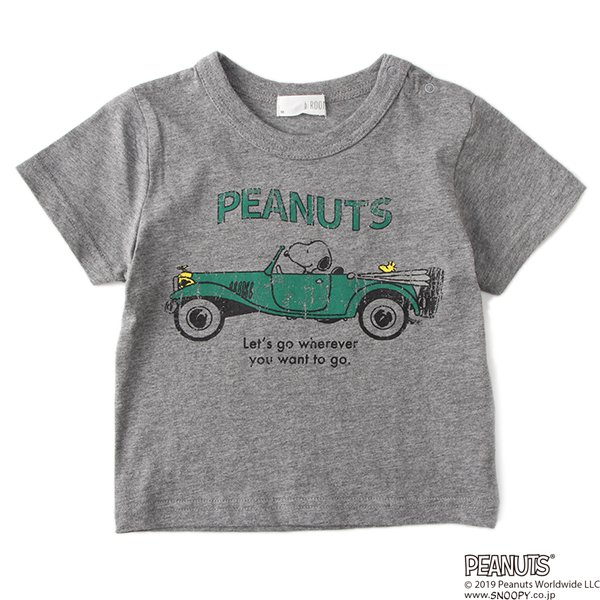 PEANUTSコラボスヌーピープリントレトロカーTシャツ4