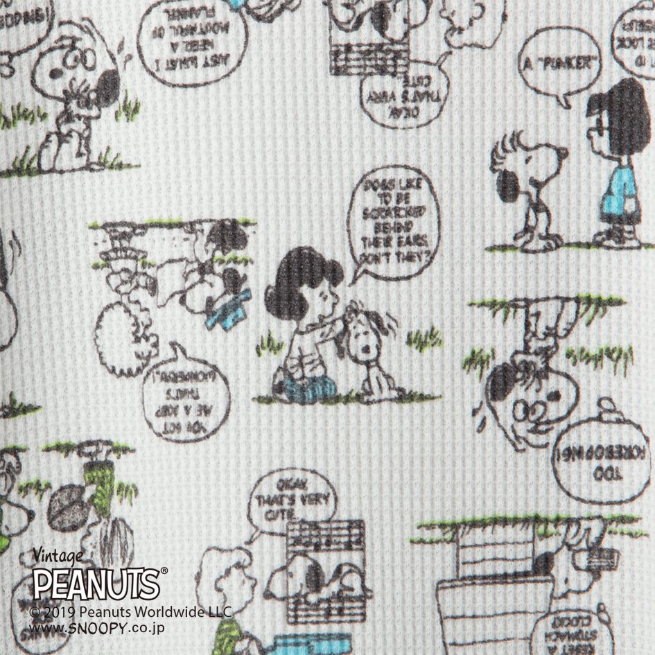 スヌーピー PEANUTS サーマル パジャマセット コミック WHITE柄
