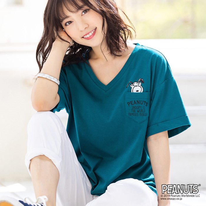 スヌーピーポケット付ゆるTシャツ