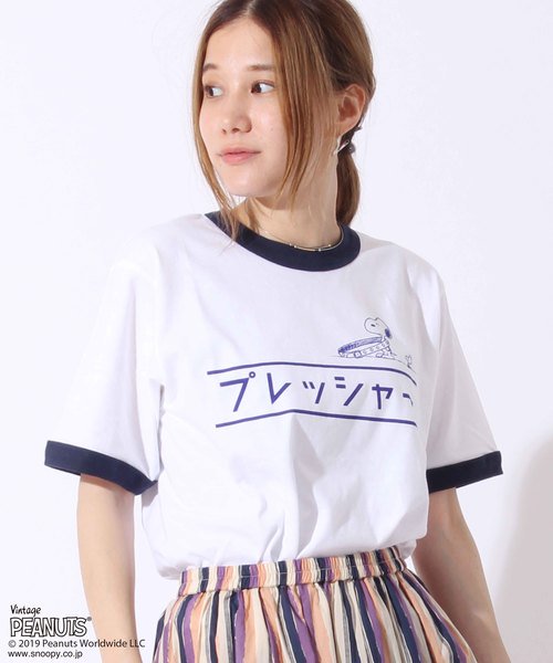 スヌーピー 別注 半袖プリントトリム Tシャツ2