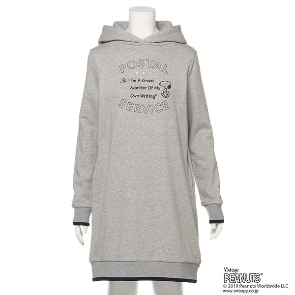 裏毛 スヌーピーロゴパーカーワンピース