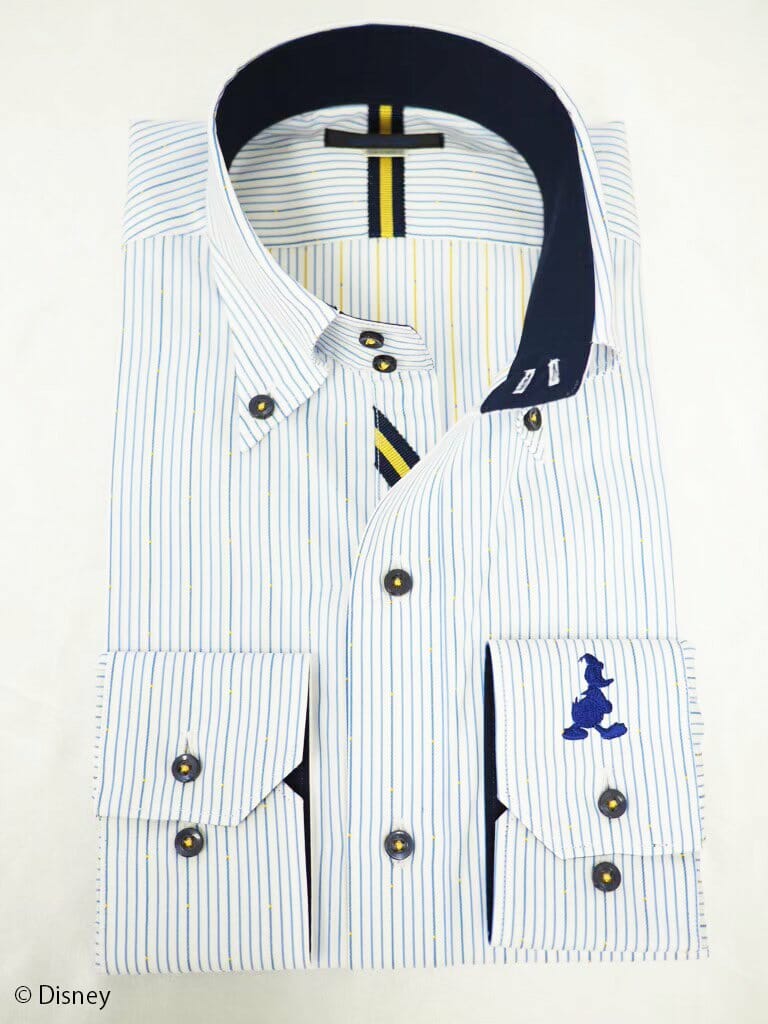 「カフス刺繍入りメンズビジネスシャツ」ドナルドダック２