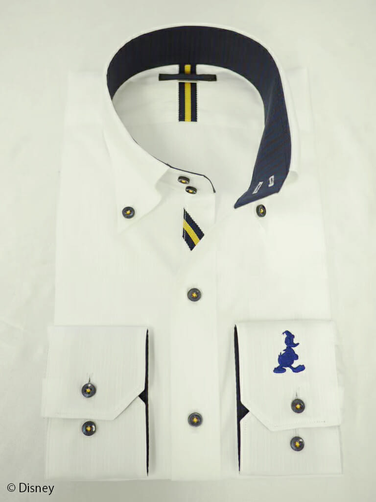 「カフス刺繍入りメンズビジネスシャツ」ドナルドダック