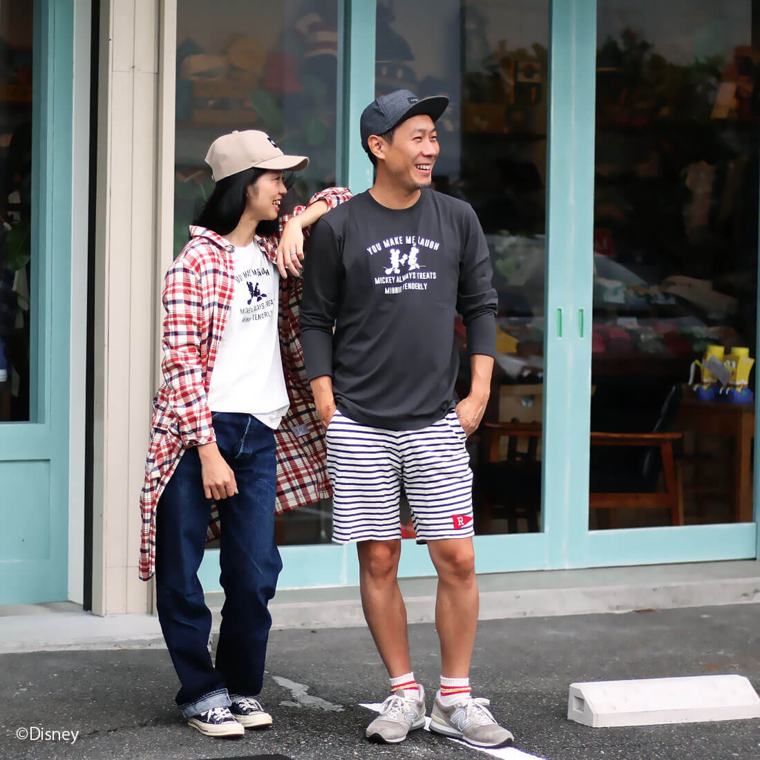 ディズニー 親子ペア お揃い ミッキーマウス シルエットロンT レディース メンズ2