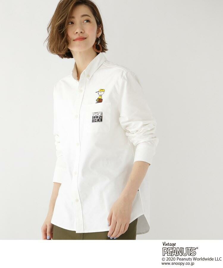 別注 チャーリー・ブラウン 刺繍 長袖 シャツ