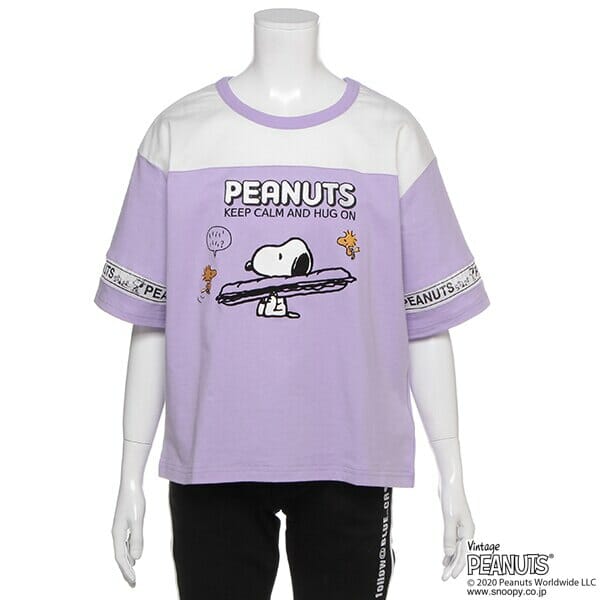 【PEANUTSコラボ】 オーガビッツ 袖ロゴリンガーTシャツ
