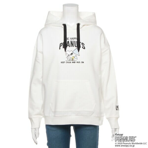 【PEANUTSコラボ】 オーガビッツ 裏毛 ロゴ刺しゅう入りパーカー