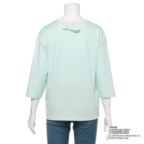 【PEANUTSコラボ】 オーガビッツ スヌーピー刺しゅう7分袖天竺Tシャツ４